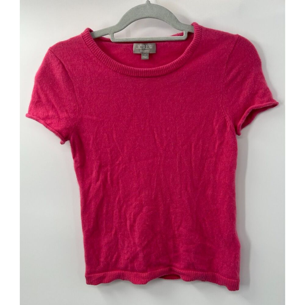 J Crew Women's Cashmere Relaxed Sweater Tee Pink Small Shirt Pullover Crewneck